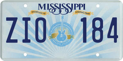 MS license plate ZIO184