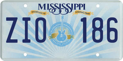 MS license plate ZIO186