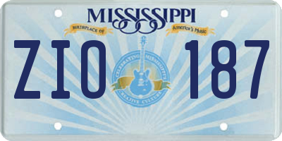 MS license plate ZIO187