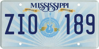MS license plate ZIO189
