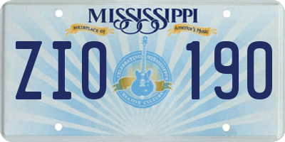 MS license plate ZIO190