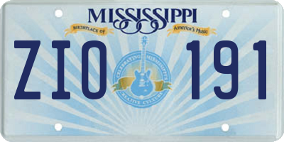 MS license plate ZIO191