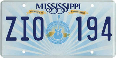 MS license plate ZIO194