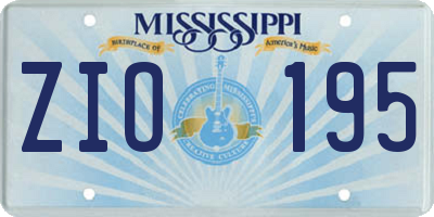 MS license plate ZIO195