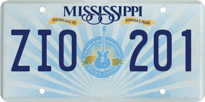 MS license plate ZIO201