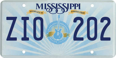 MS license plate ZIO202