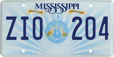 MS license plate ZIO204