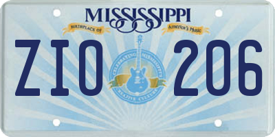 MS license plate ZIO206