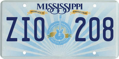 MS license plate ZIO208
