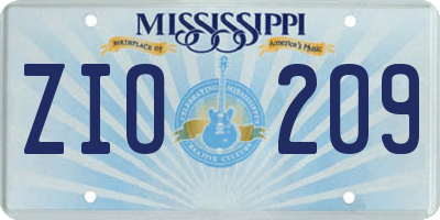 MS license plate ZIO209
