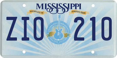 MS license plate ZIO210