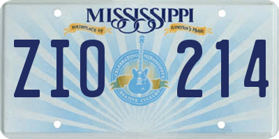 MS license plate ZIO214