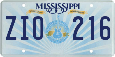 MS license plate ZIO216