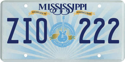 MS license plate ZIO222
