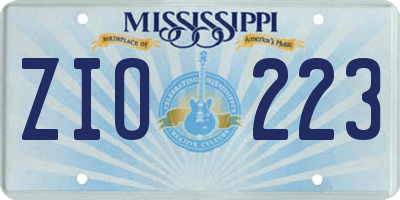MS license plate ZIO223
