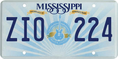 MS license plate ZIO224