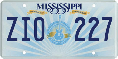 MS license plate ZIO227