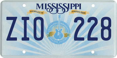 MS license plate ZIO228