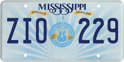 MS license plate ZIO229