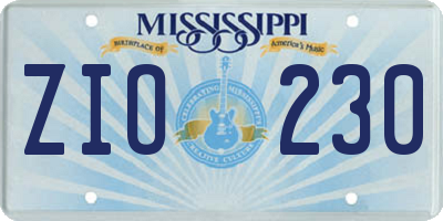 MS license plate ZIO230
