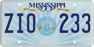 MS license plate ZIO233