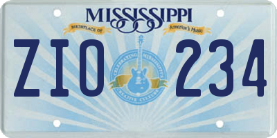 MS license plate ZIO234