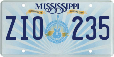 MS license plate ZIO235
