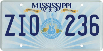 MS license plate ZIO236