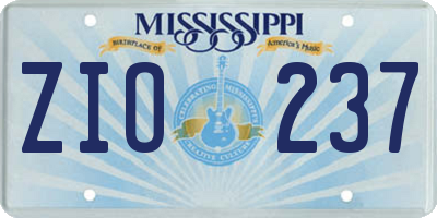 MS license plate ZIO237