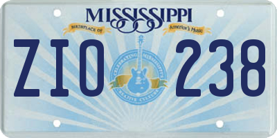 MS license plate ZIO238