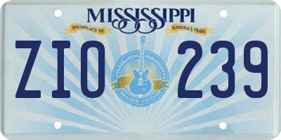 MS license plate ZIO239
