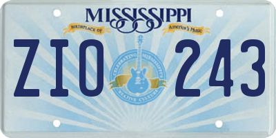 MS license plate ZIO243