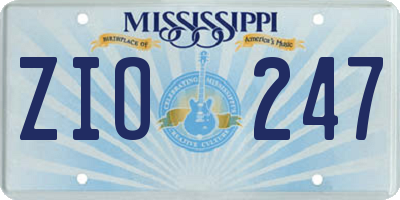 MS license plate ZIO247