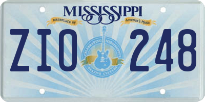 MS license plate ZIO248