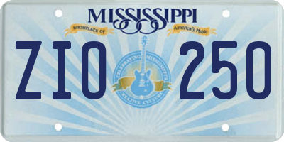MS license plate ZIO250