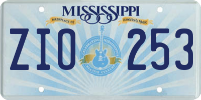 MS license plate ZIO253