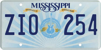 MS license plate ZIO254