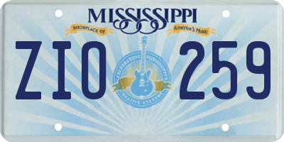 MS license plate ZIO259