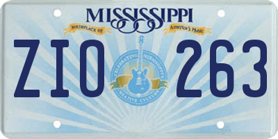 MS license plate ZIO263