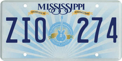 MS license plate ZIO274