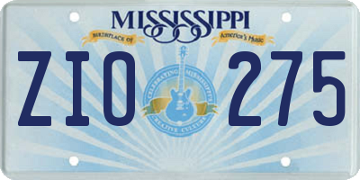 MS license plate ZIO275