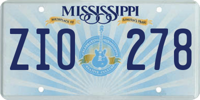 MS license plate ZIO278