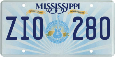 MS license plate ZIO280