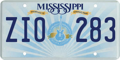 MS license plate ZIO283