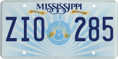MS license plate ZIO285