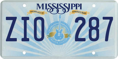 MS license plate ZIO287