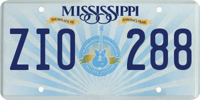 MS license plate ZIO288