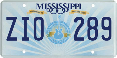 MS license plate ZIO289