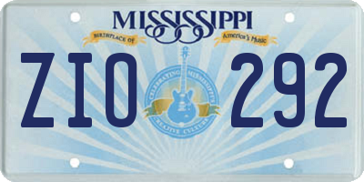 MS license plate ZIO292