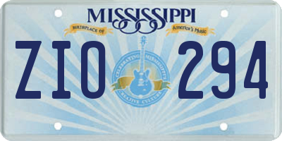 MS license plate ZIO294